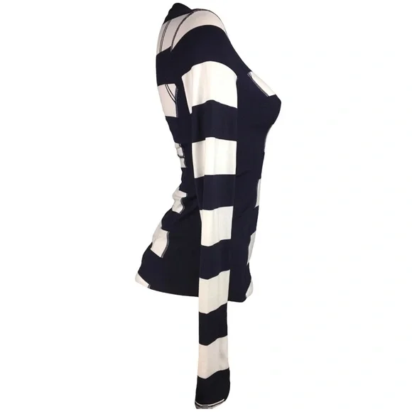 EUC LULULEMON Run Switchback Long Sleeve Navy White Stripe Shirt Size 4 - Picture 4 of 11